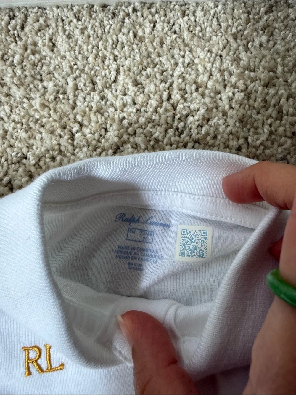 Polo by Ralph Lauren White Embroidered Polo Patch Footie
